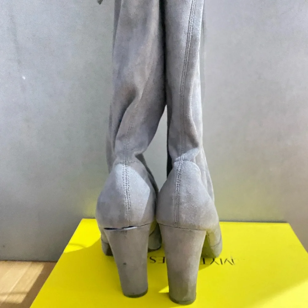 Bardot ➰ ladies grey suede knee high boots s6 - Picture 4 of 6